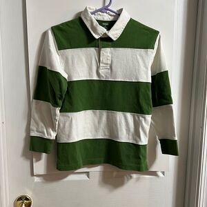 Gymboree youth boys size 10 green/white striped long sleeved shirt.